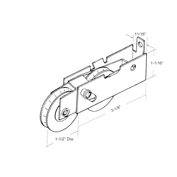 Sliding Glass Patio Door 1 - 1/2" Tandem Steel Ball Bearing Roller With 11/16" Wide Housing - Reflect Window & Door