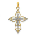 10K Two-Tone Beaded Cross Pendant