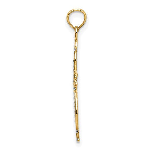 10K Two-Tone Beaded Cross Pendant