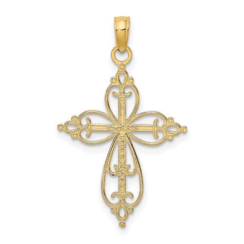 10K Two-Tone Beaded Cross Pendant