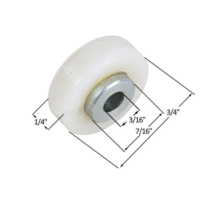 Shower Door 3/4" Nylon Ball Bearing Flat Edge Roller - Reflect Window & Door