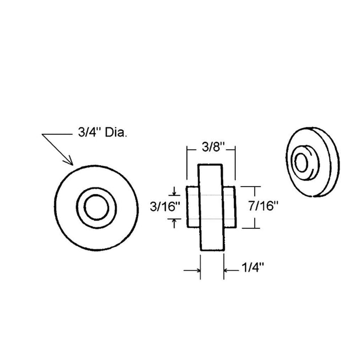 Shower Door 3/4" Nylon Ball Bearing Flat Edge Roller - Reflect Window & Door