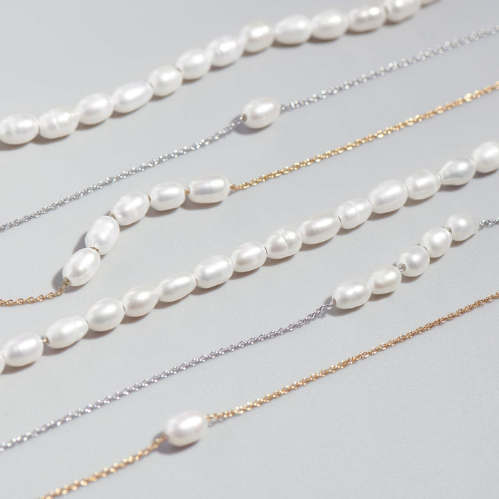Stainless steel real freshwater pearls anklets chaîne cheville vraies perles eau douce acier inoxydable MIAJWL