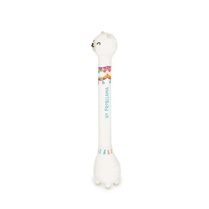 Unicorn-shaped ballpoint pen with base on a white background