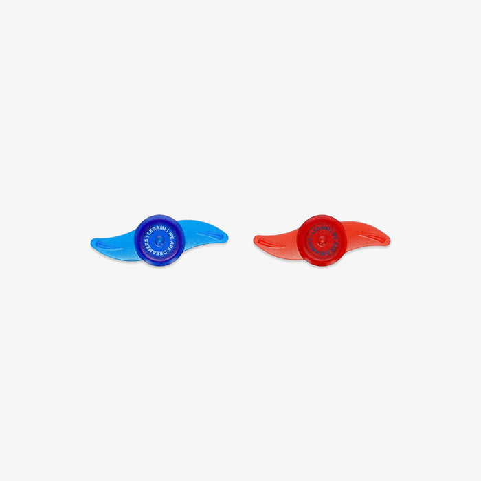 one blue and one red light for bicycle wheels.