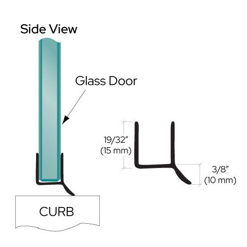 Swinging Shower Door Black Dual Durometer PVC Seal and Wipe - 95" Long - Reflect Window & Door