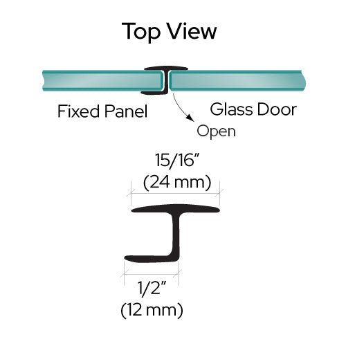 Swinging Shower Door Black Polycarbonate "h" Jamb 180 Degree Seal - 3/8" Width - Reflect Window & Door
