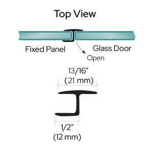 Swinging Shower Door "Y" Jamb Seal with Soft Leg for 3/8" Glass - Black - Reflect Window & Door