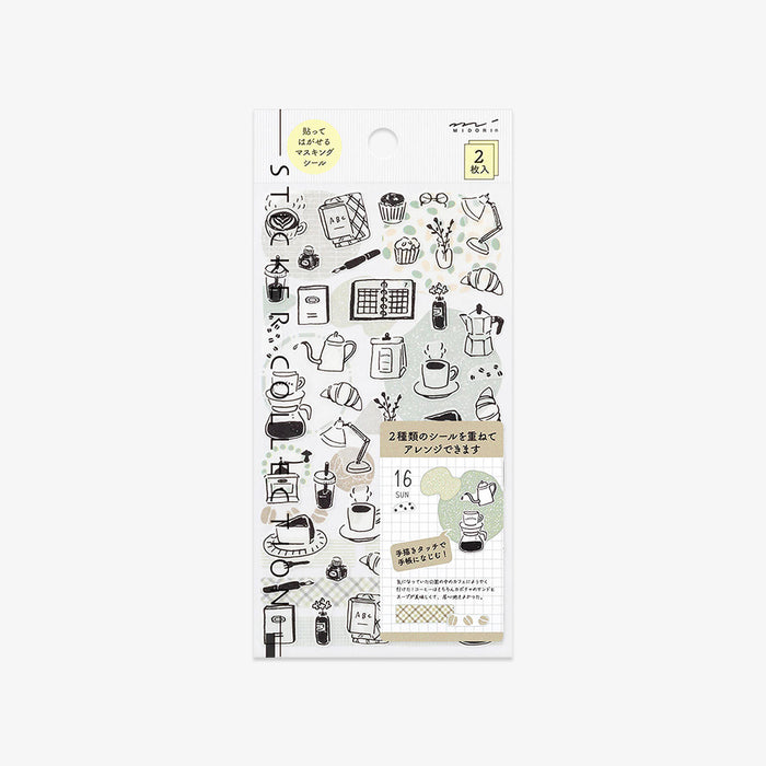 CALENDAR STICKERS TWO SHEETS // MONOTONE CAFE