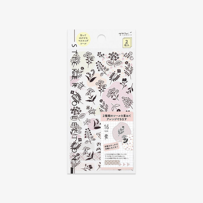 CALENDAR STICKERS TWO SHEETS // MONOTONE FLOWERS