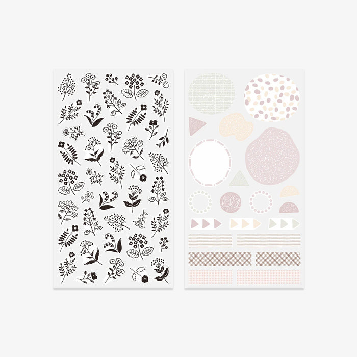 CALENDAR STICKERS TWO SHEETS // MONOTONE FLOWERS