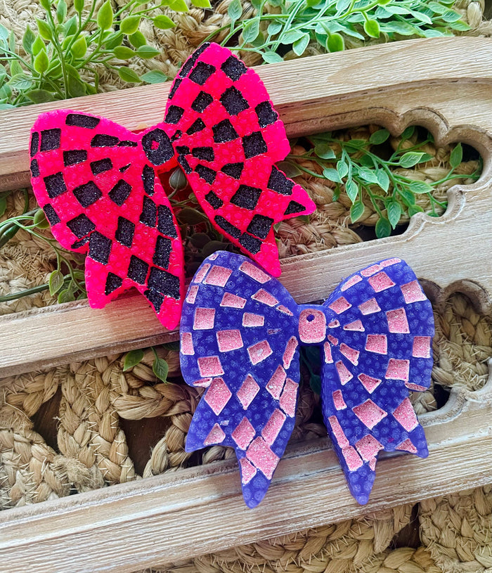 Checkered Bow Car Freshie