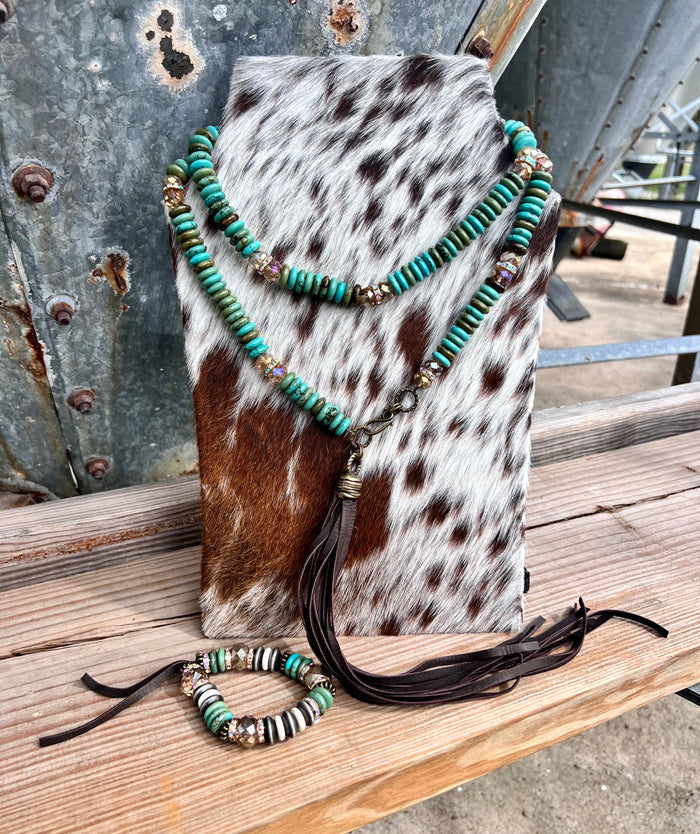 Chunky Bead Turquoise Tassel Necklace