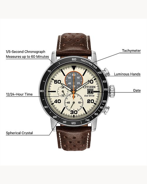 Citizen Brycen Leather Strap Watch CA0649-06X