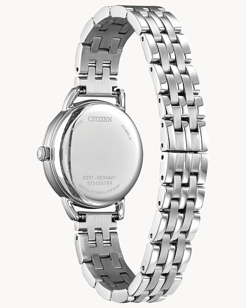 Citizen Classic Coin Edge Silver-Tone Dial Stainless Steel Bracelet Watch EM1050-56A