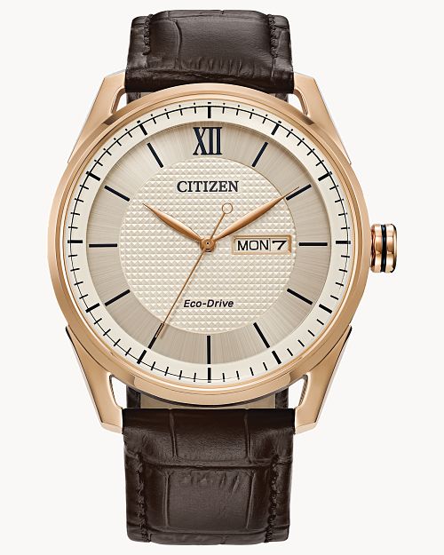 Citizen Classic Lvory Dial Leather Strap Watch AW0082-01A