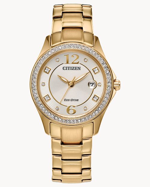 Citizen Crystal Champagne Stainless Steel Bracelet Watch FE1147-79P