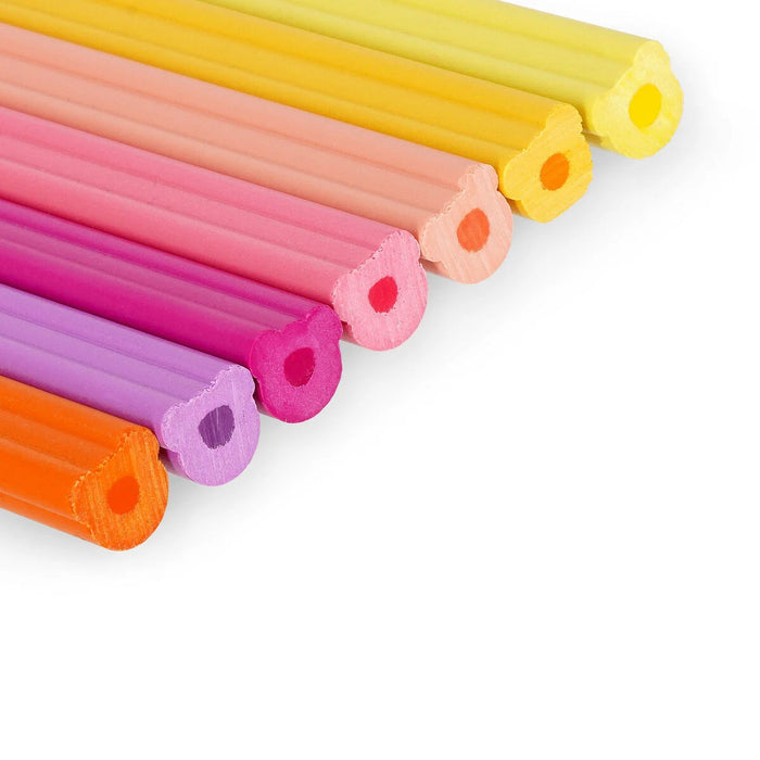 Colorful bear shaped pencils on a white background