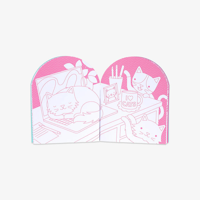 Card with cat illustrations on a pink background