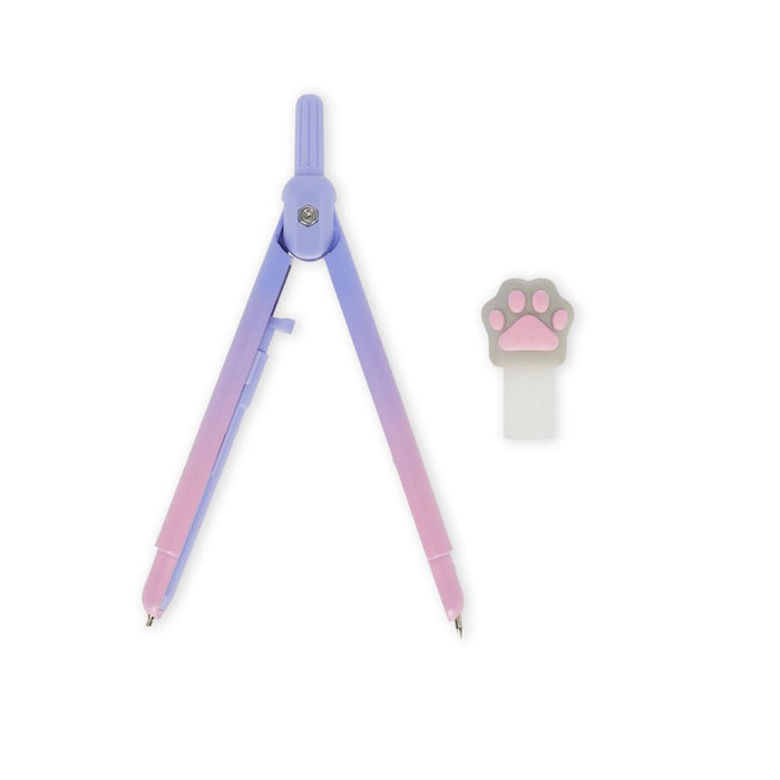 Gradient purple and pink compass with a paw-shaped cover on a white background