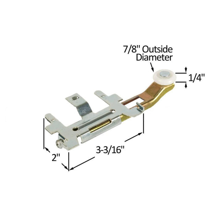 Cox Closet Door 7/8" Nylon Bi - Pass Roller with Snap - In Steel Bracket - Reflect Window & Door
