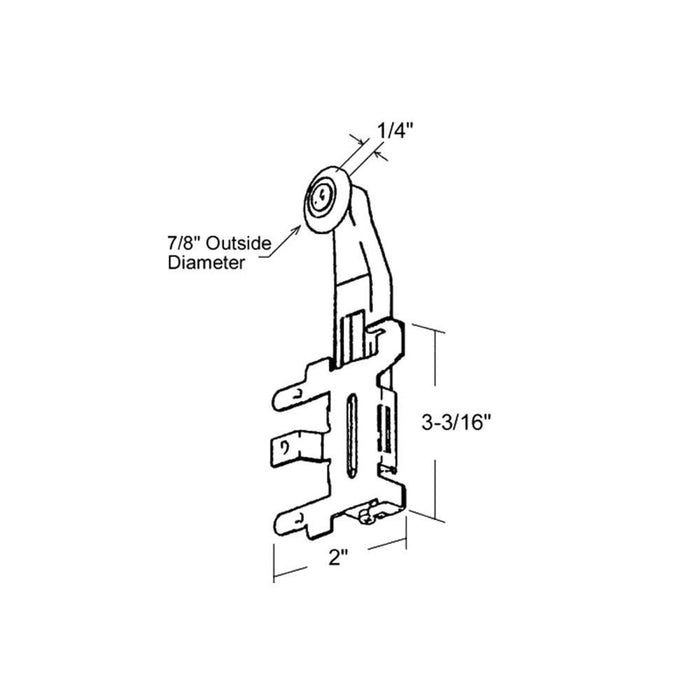 Cox Closet Door 7/8" Nylon Bi - Pass Roller with Snap - In Steel Bracket - Reflect Window & Door