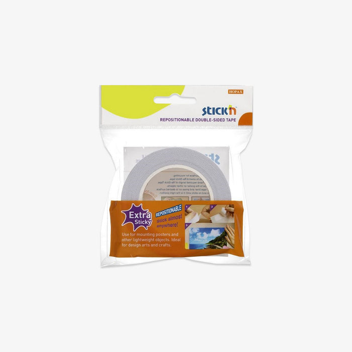 Packaged stickit repositionable double-sided tape on a white background