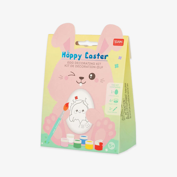 Easter egg decorating kit packaging with a pink bunny design on a white background