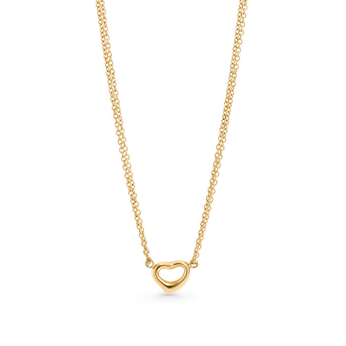 Gold stainless steel heart pendant necklace, minimalist romantic jewelry, hypoallergenic non-tarnish durable everyday necklace, delicate elegant heart jewelry for women.
