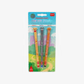 Pack of 3 erasable gel pens with cute dog animal designs on a colorful background