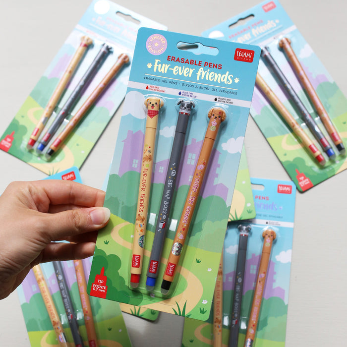 ERASABLE GEL PENS SET OF 3 // FUR-EVER FRIENDS (LIMITED EDITION)
