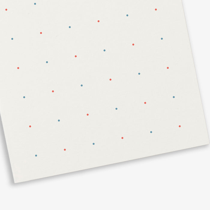 A simple, illustrated greeting card with dots pattern.