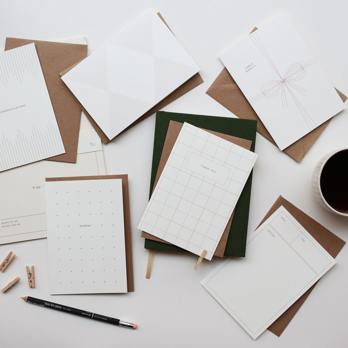 Greeting cards with simple illustrations.