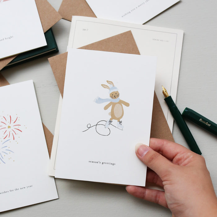 GREETING CARD // ICE SKATING BUNNY