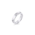 Silver stainless steel ring with geometric cubic zirconia stones, modern minimalist band ring, hypoallergenic non-tarnish durable everyday jewelry Canada.