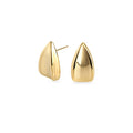 Gold stainless steel sculptural stud earrings with modern organic shape, hypoallergenic earrings for sensitive ears, tarnish-resistant durable minimalist jewelry, contemporary everyday luxury jewelry Canada.