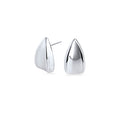 Silver stainless steel sculptural stud earrings with modern organic shape, hypoallergenic earrings for sensitive ears, tarnish-resistant durable minimalist jewelry, contemporary everyday luxury jewelry Canada.