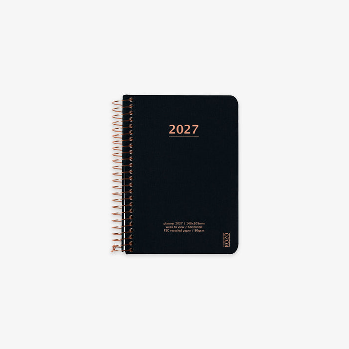 KOZO SPIRAL-BOUND CALENDAR 2027 A6 (DANISH) // BLACK