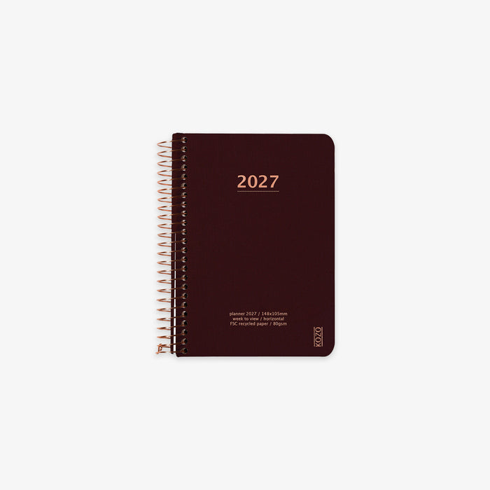 KOZO SPIRAL-BOUND CALENDAR 2027 A6 (DANISH) // COFFEE