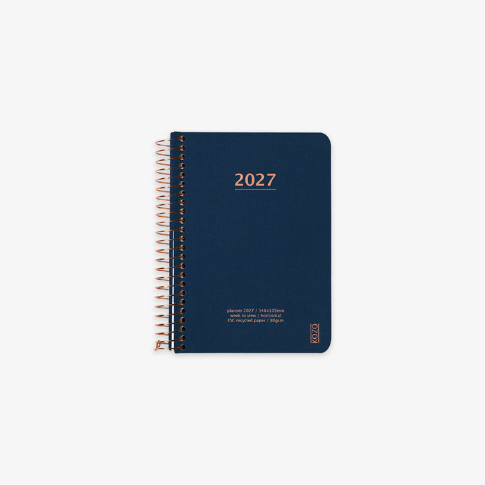 KOZO SPIRAL-BOUND CALENDAR 2027 A6 (DANISH) // NAVY
