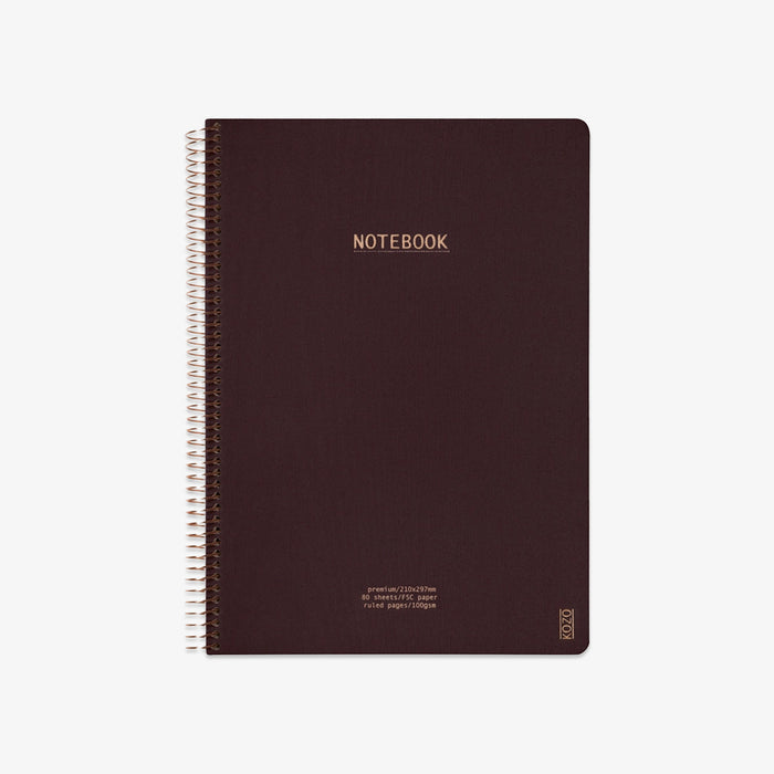 KOZO SPIRAL-BOUND NOTEBOOK A4 // COFFEE