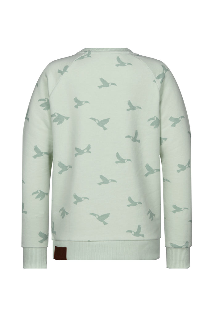 Krokettenhorst 20 - Light Green Melange Allover Birds