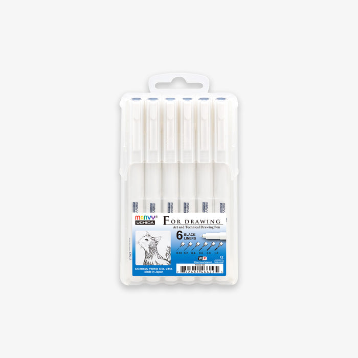 LE PEN FOR DRAWING SET 6 PCS // BLACK