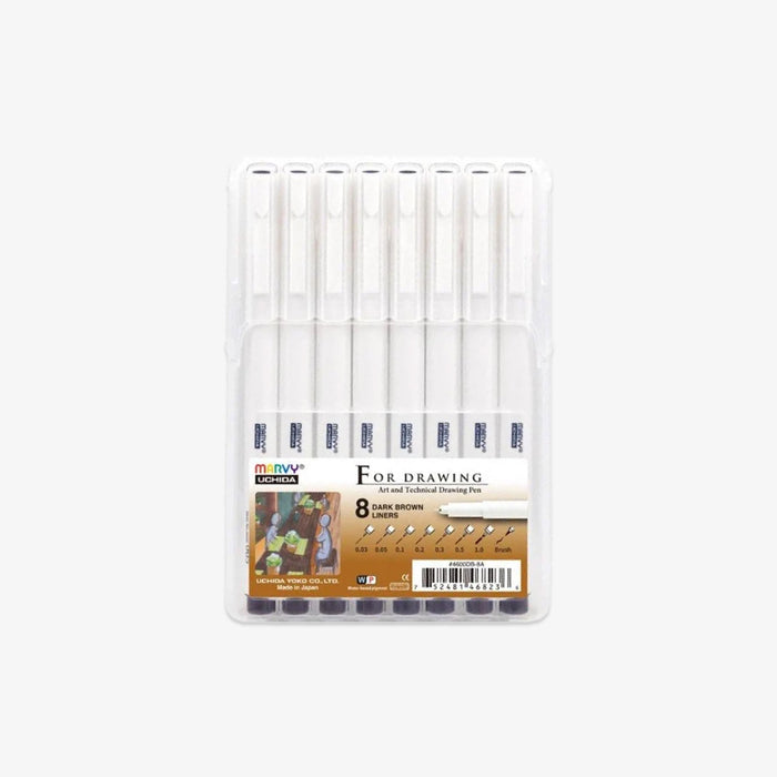 LE PEN FOR DRAWING SET 8 PCS // DARK BROWN