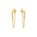 Gold surgical grade stainless steel 3 cz stones and chain pendant earrings no allergy MIAJWL