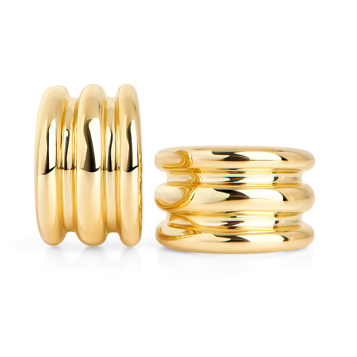 Stainless steel 3 rows hoops earrings boucles d'oreilles anneaux 3 rangs acier inoxydable MIAJWL