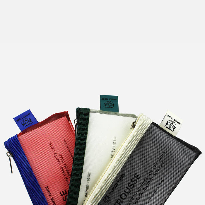 MESH PENCIL CASE // INDIGO & RED