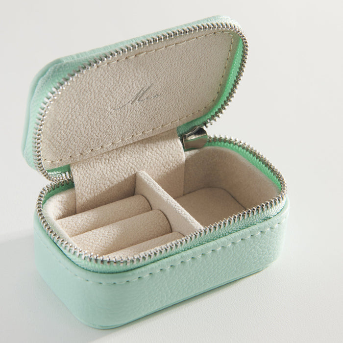 Mini rectangle travel jewerlry case mint vegan leather MIAJWL