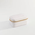 Mini rectangle travel jewerlry case white vegan leather MIAJWL
