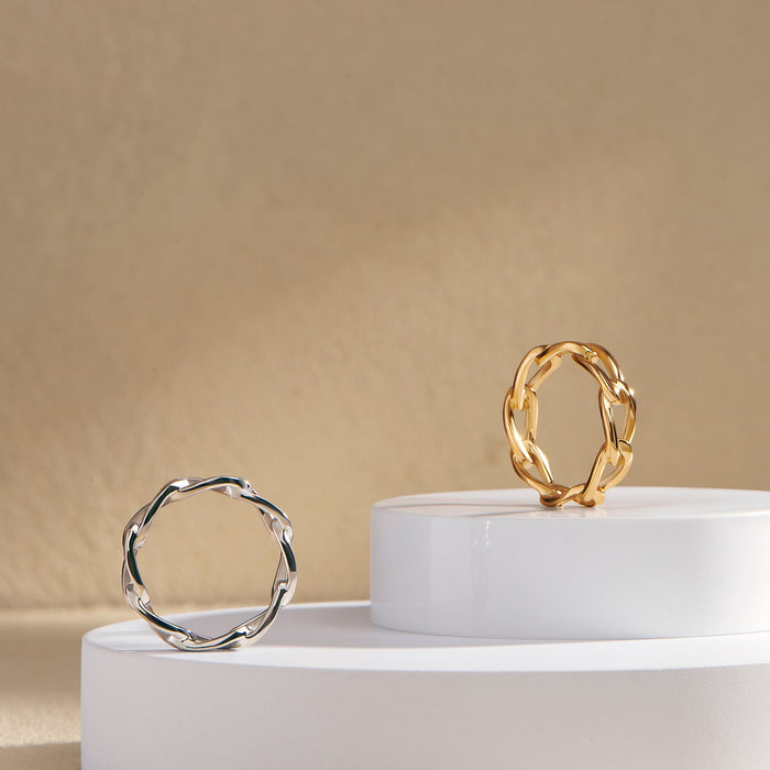 Links ring stainless steel bague mailles acier inoxydable or gold argent silver MIAJWL